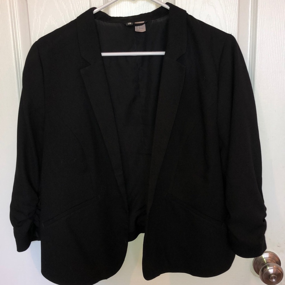 H&M ruched sleep open front blazer